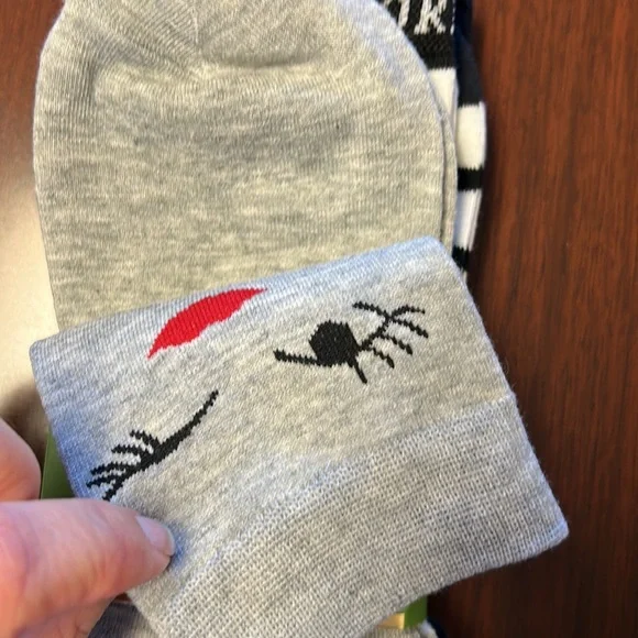 🎊HP 3 Pairs KATE SPADE Gray Black WINK Polka Dot Striped Trouser Crew Socks NIP - Picture 8 of 13